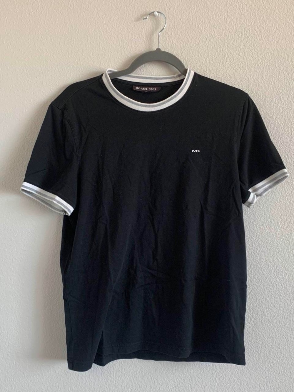 Michael Kors Black Tee with White Trim - Men's Casual Shirt
